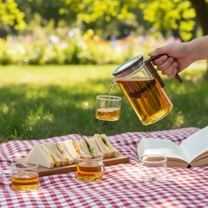 Water Separation Inner Container Teapot One Click Magnetic Switch Tea Separation Filtration Glass Tea Pot Wood Handle Tea