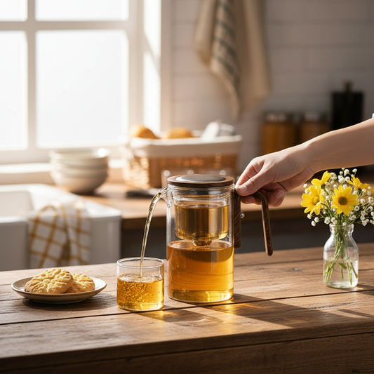 Water Separation Inner Container Teapot One Click Magnetic Switch Tea Separation Filtration Glass Tea Pot Wood Handle Tea