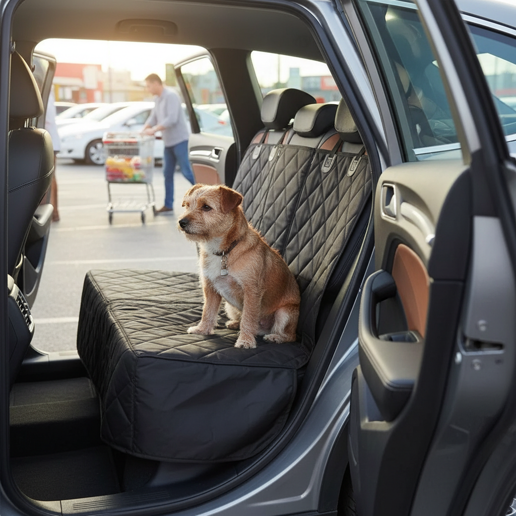 Dog Car Rear Seat Protective Cover Waterproof Dirt Resistant Pet Seat Cover Black Shoulder Strap Hammock Pet Travel Mattress